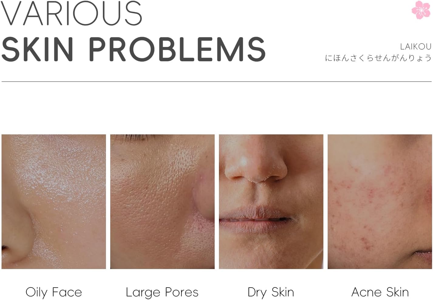 Sakura Skin Care Set - Toner, Cleanser, Face Serum, Cream, 2 Type Facial Mask, Eye & Lip Mask, 24PCS