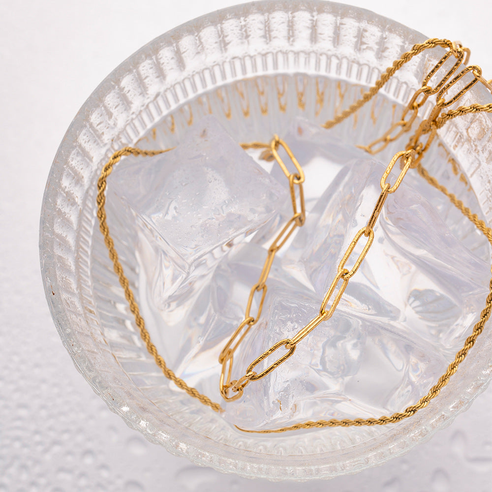 18K Gold Plated Layered Dual Chain Necklace