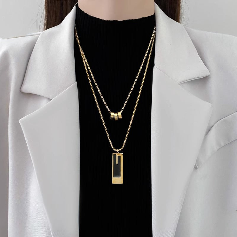 18K Gold Plated Luxe Dual Layers Pendant Necklace