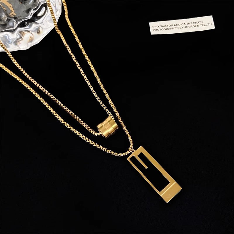 18K Gold Plated Luxe Dual Layers Pendant Necklace