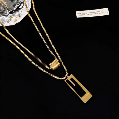 18K Gold Plated Luxe Dual Layers Pendant Necklace
