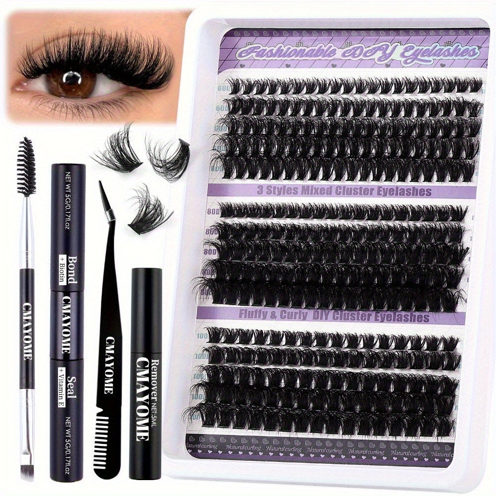 DIY Eyelash Extension Kit D Curl 270 Clusters All Tools